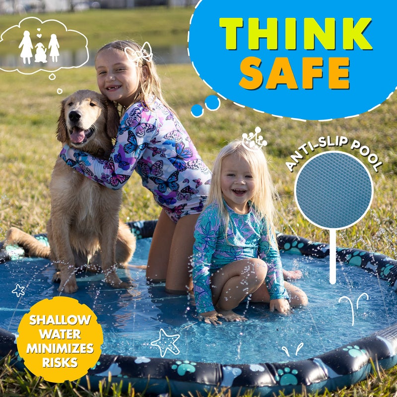 SplashEZ Non Slip Splash Pad for Kids & Dogs  69 Extra Large Splash Pad Sprinkler for Kids  Dog Water Summer Toys - Great Outdoor Toys for Toddlers 1-3 and Kids Ages 4-8  Baby Pool for Backyard - Image 3
